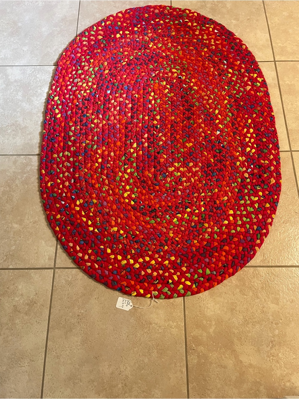 Home Accents Red Braided Oval Door Mat with Multicolor Accents